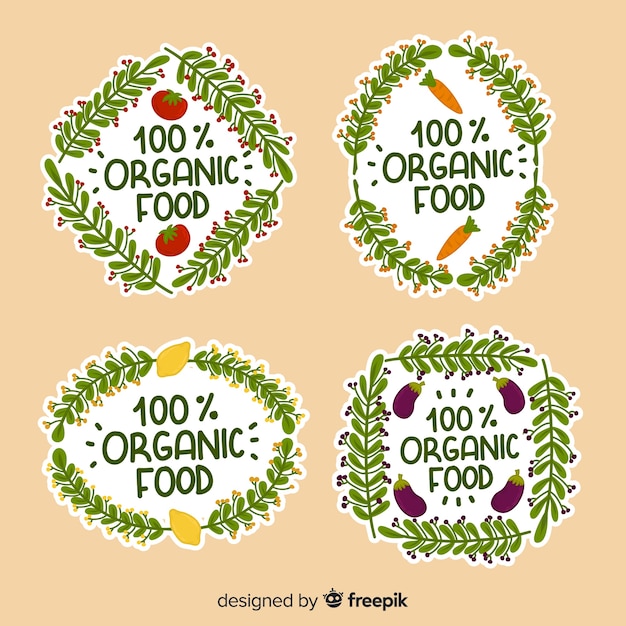 Free Vector hand drawn organic food logos pack