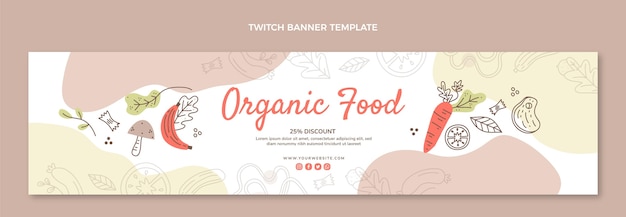 Hand drawn organic food twitch banner