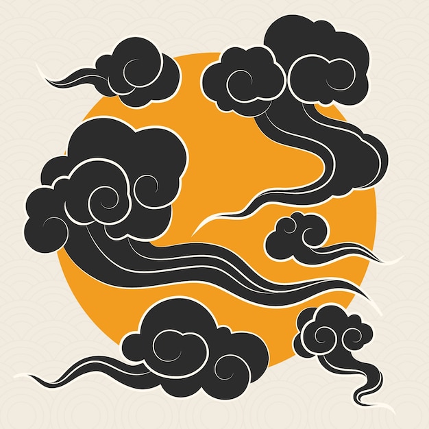 Hand drawn oriental cloud illustration