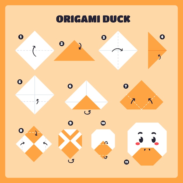 Free Vector hand drawn origami instructions illustration