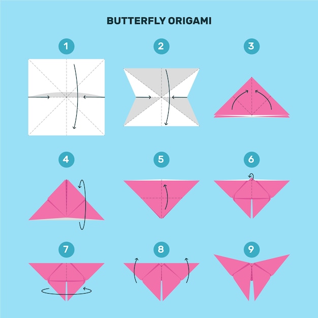 Free vector hand drawn origami instructions illustration