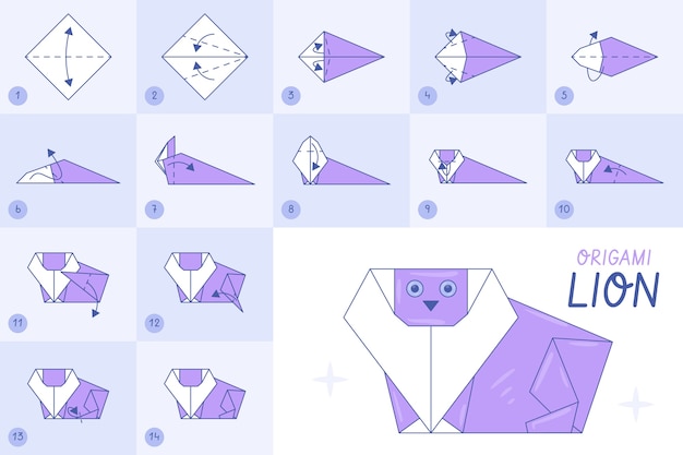 Free vector hand drawn origami instructions illustration