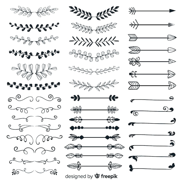 Free Vector hand drawn ornament divider collection