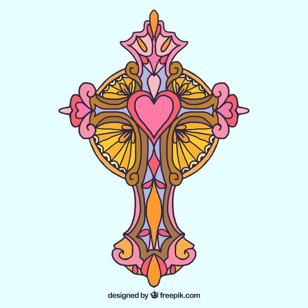 Hand drawn ornamental cross