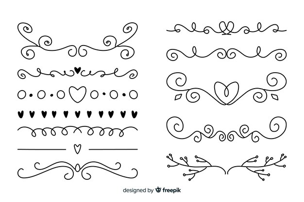 Hand drawn ornamental divider collection