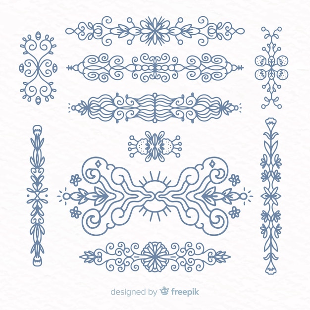 Free Vector hand drawn ornamental divider set