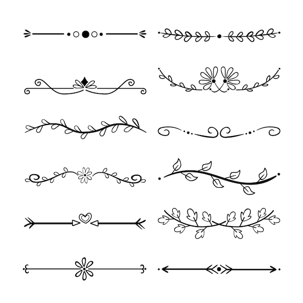 Hand drawn ornamental divider set