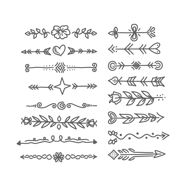 Free vector hand drawn ornamental divider set