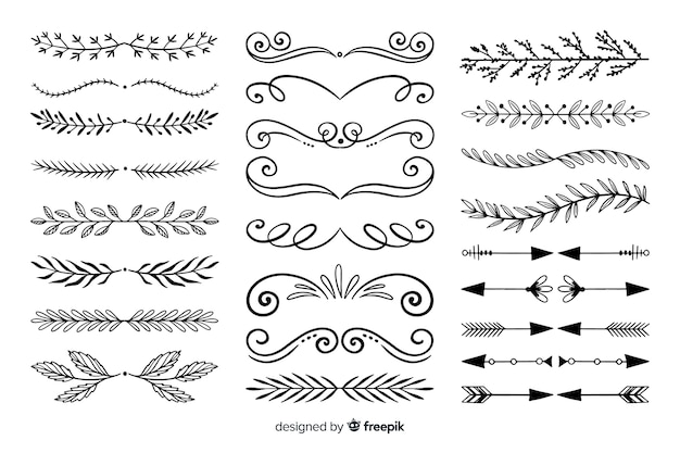 Hand drawn ornamental divider set