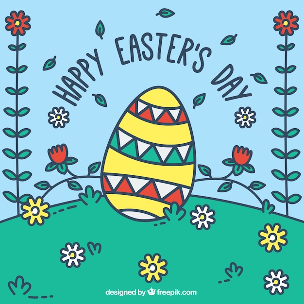 Free vector hand drawn ornamental easter egg background