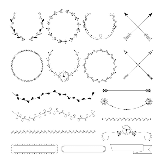 Free Vector hand drawn ornamental element collection