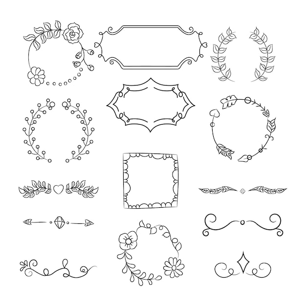 Hand drawn ornamental element collection