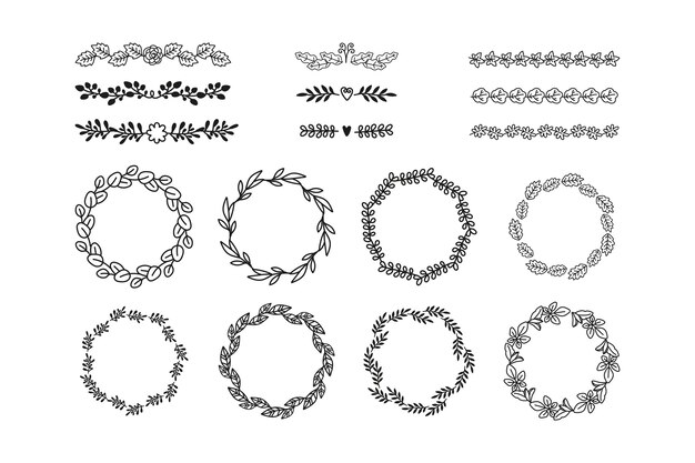 Hand drawn ornamental element collection