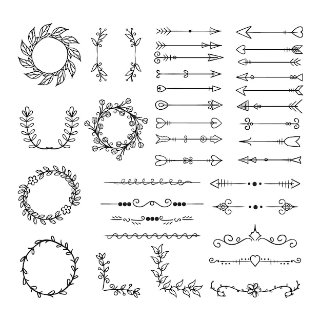 Free vector hand drawn ornamental element collection