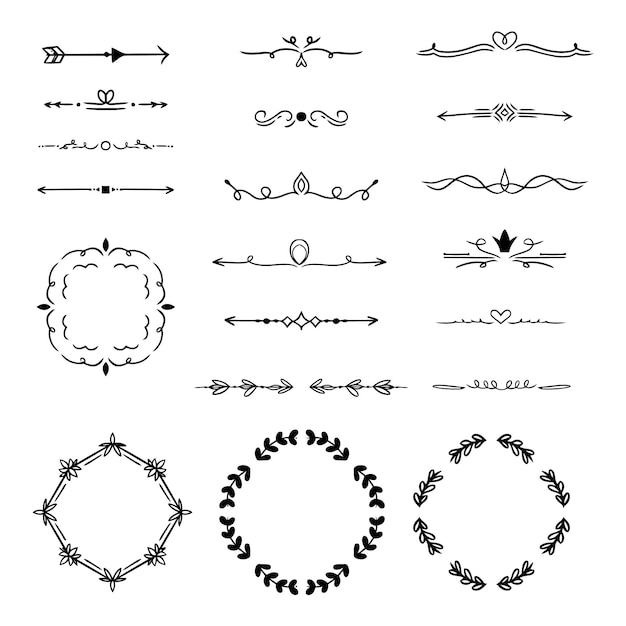 Hand drawn ornamental element collection