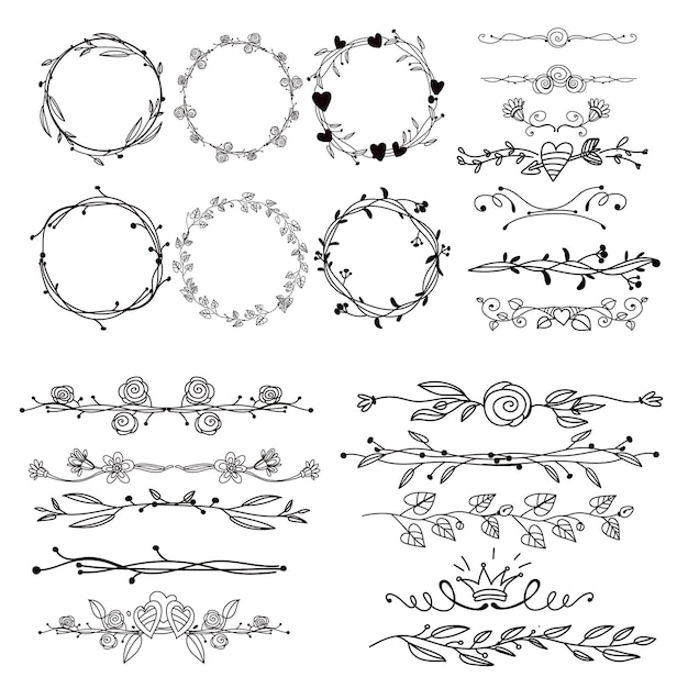 Free Vector hand drawn ornamental element and frame