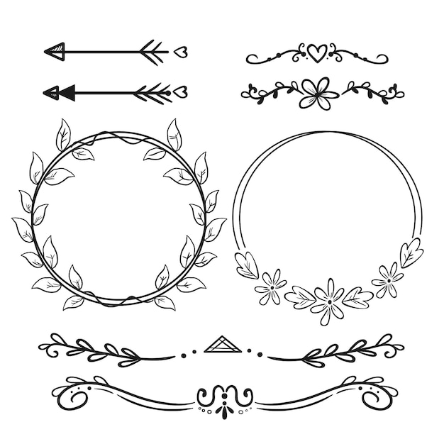 Hand drawn ornamental element pack