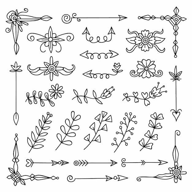 Free Vector hand drawn ornamental element selection