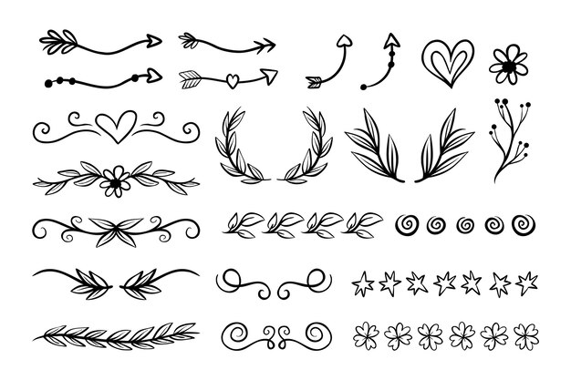 Hand drawn ornamental element set