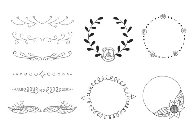 Hand drawn ornamental element set