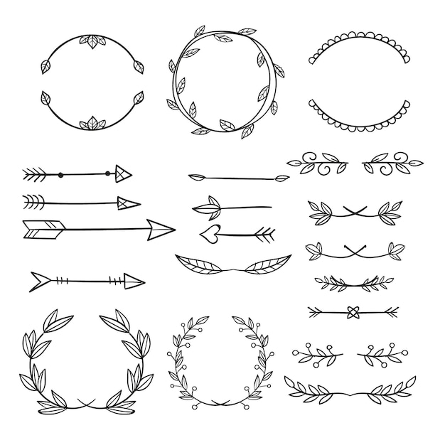 Hand drawn ornamental elements collection