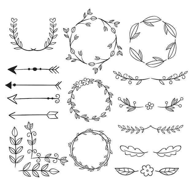 Hand drawn ornamental elements collection