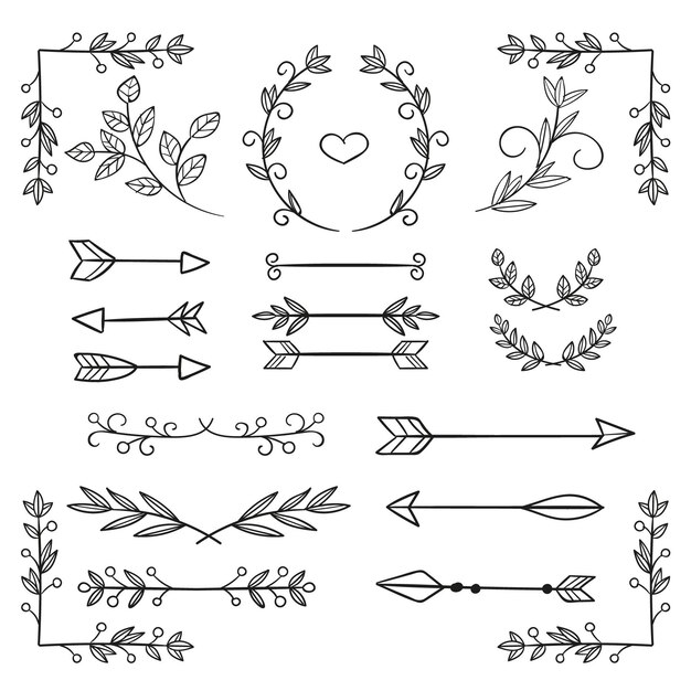 Hand drawn ornamental elements