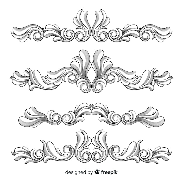 Free vector hand drawn ornamental flower borders