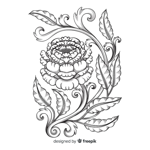 Hand drawn ornamental flower