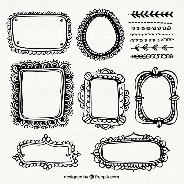 Hand drawn ornamental frames