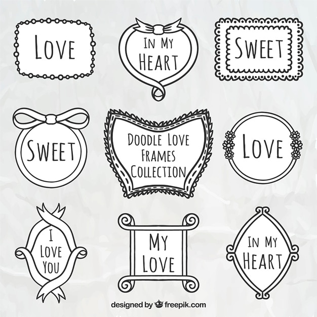 Free Vector hand drawn ornamental love frames