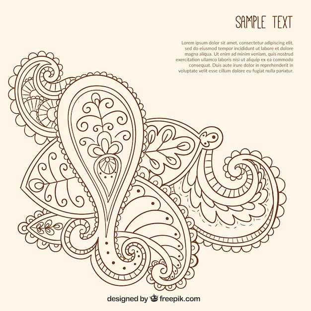 Hand drawn ornamental paisley template