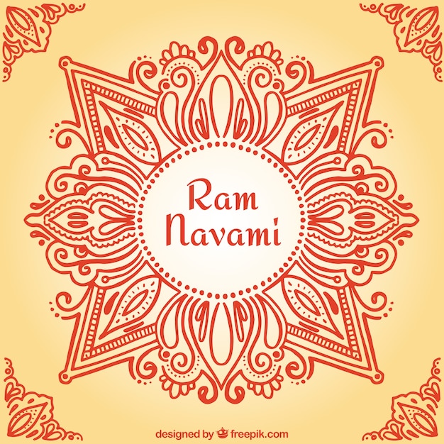 Free Vector hand-drawn ornamental ram navami background 