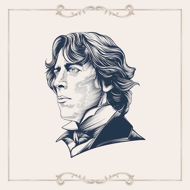 Hand drawn oscar wilde illustration