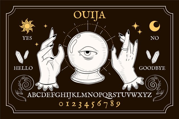 Hand drawn ouija board illustration