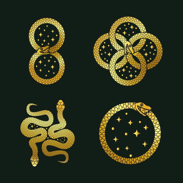 Free Vector hand drawn ouroboros icons