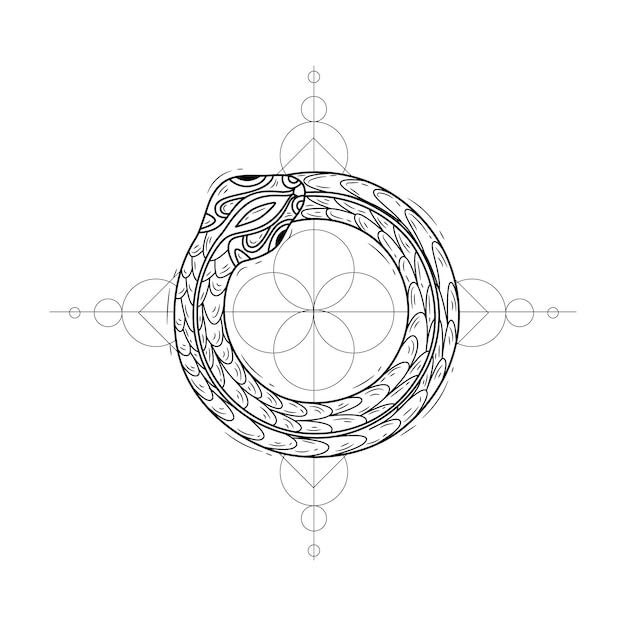 Free Vector hand drawn ouroboros symbol