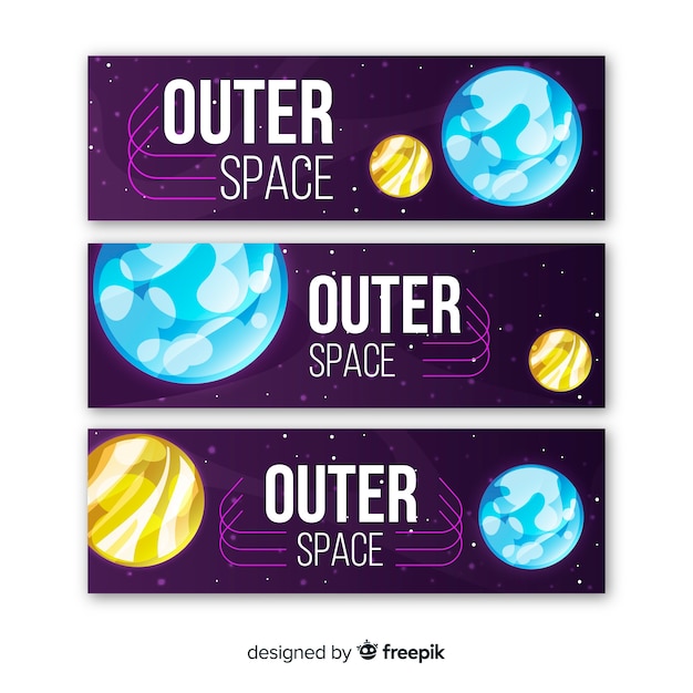 Hand drawn outer space banner