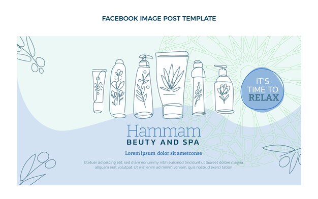 Hand drawn outline hammam facebook post