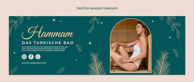 Free Vector hand drawn outline hammam twitter header