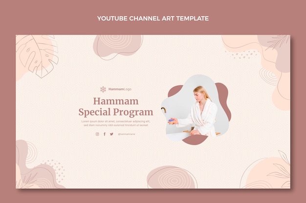 Hand drawn outline hammam youtube channel art