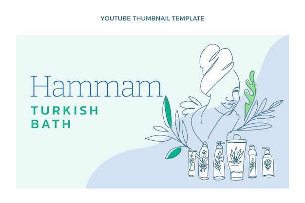 Hand drawn outline hammam youtube thumbnail