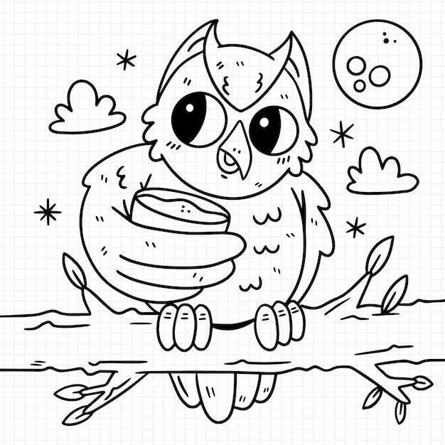 Free Vector hand drawn owl outline illustration