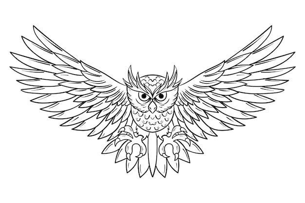 Hand drawn owl outline illustration