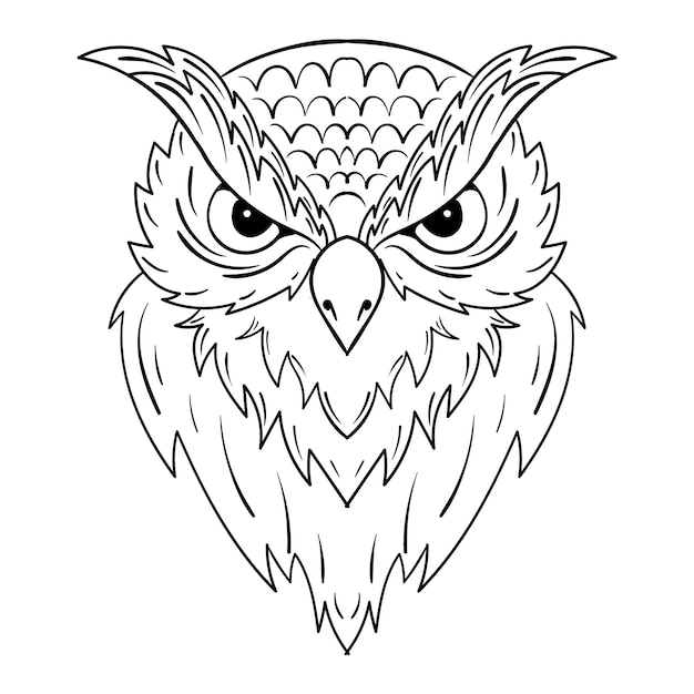 Hand drawn owl outline illustration