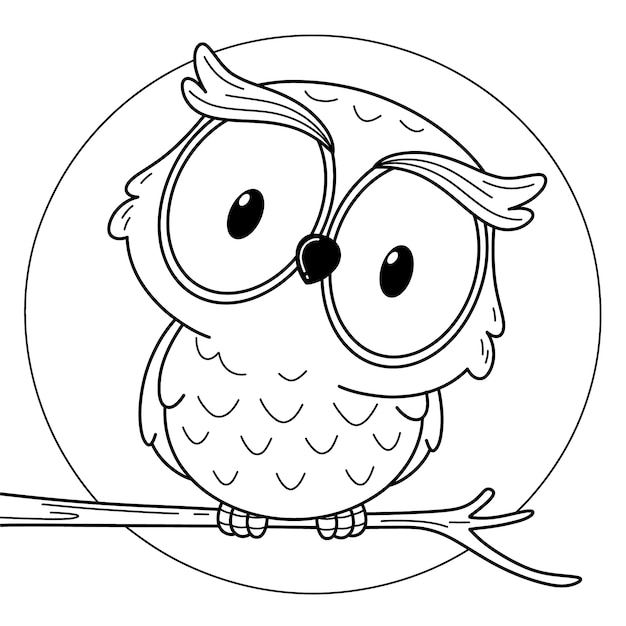 Hand drawn owl outline illustration