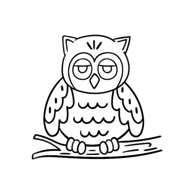 Hand drawn owl outline illustration