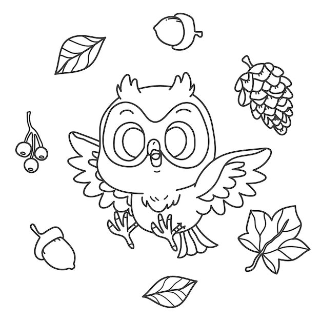 Hand drawn owl outline illustration