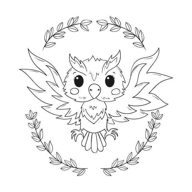 Hand drawn owl outline illustration