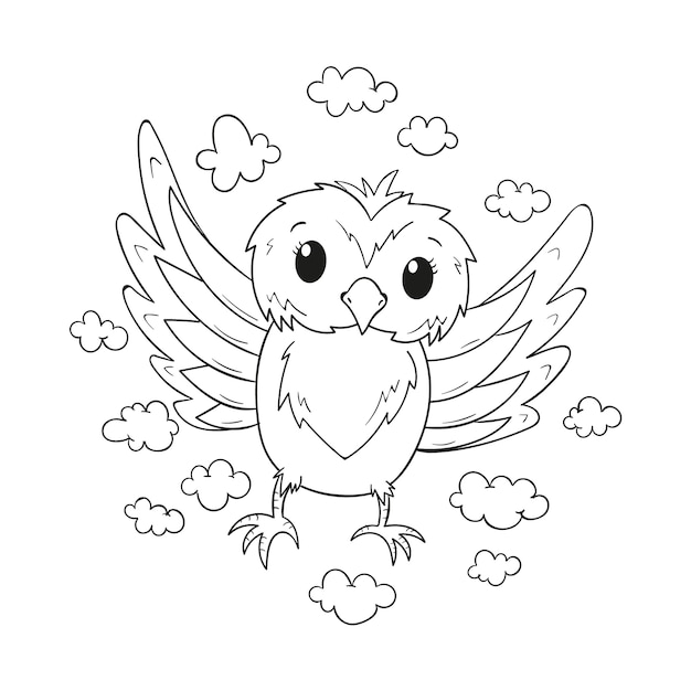 Hand drawn owl outline illustration